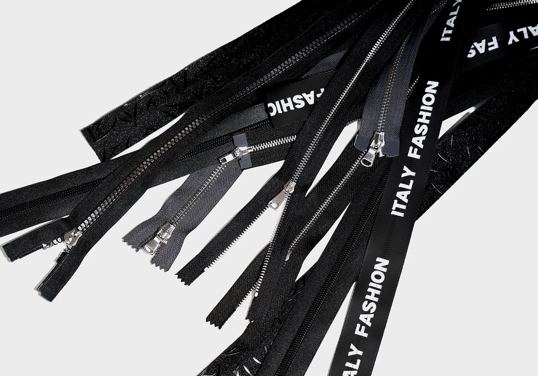 A technical selection of black MH Zipper zippers and tapes